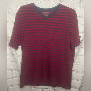Simply Styled Men's Maroon and Navy Striped Tee